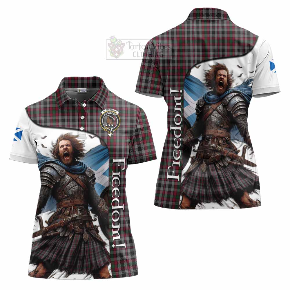 Tartan Vibes Clothing Borthwick Crest Tartan Women's Polo Shirt Inspired by the Freedom of Scottish Warrior