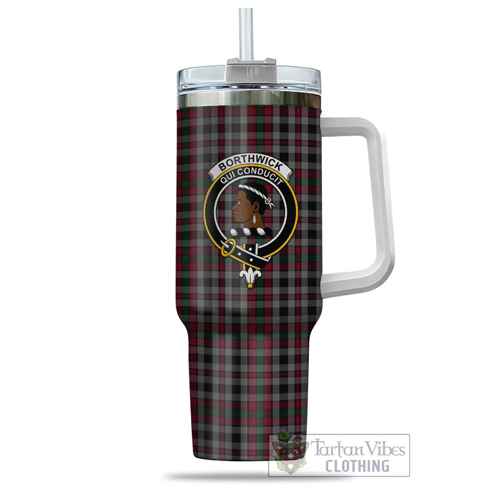 Borthwick Tartan Tumbler with Handle with Family Crest - Tartan Vibes Clothing