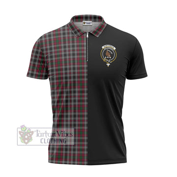 Borthwick Tartan Zipper Polo Shirt with Family Crest and Half Of Me Style - Tartan Vibes Clothing