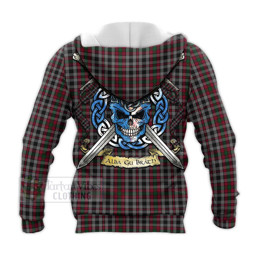 Borthwick Tartan Knitted Hoodie with Family Crest Celtic Skull Style - Tartan Vibes Clothing