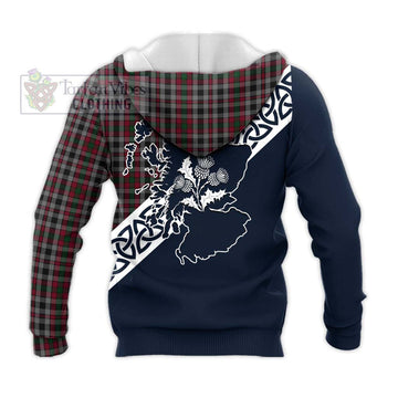 Borthwick Tartan Knitted Hoodie Featuring Thistle and Scotland Map - Tartan Vibes Clothing