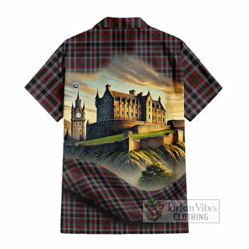 Tartan Vibes Clothing Borthwick Tartan Family Crest Short Sleeve Button Shirt with Scottish Ancient Castle Style