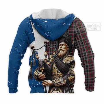 Borthwick Tartan Knitted Hoodie with Family Crest Scottish Bagpiper Vibes - Tartan Vibes Clothing