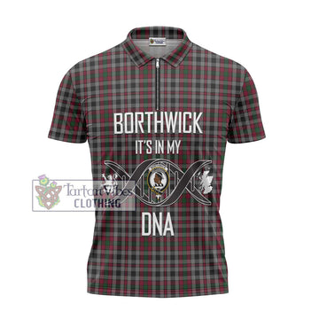 Borthwick Tartan Zipper Polo Shirt with Family Crest DNA In Me Style - Tartan Vibes Clothing