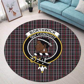 Borthwick Tartan Round Rug with Family Crest - Tartan Vibes Clothing
