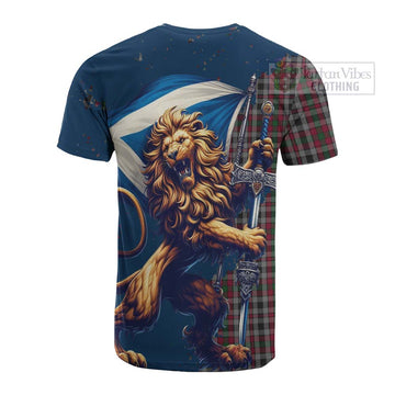 Tartan Vibes Clothing Borthwick Tartan Family Crest Cotton T-shirt with Scottish Majestic Lion