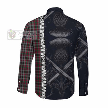 Tartan Vibes Clothing Borthwick Tartan Long Sleeve Button Shirt with Family Crest Cross Sword Thistle Celtic Vibes