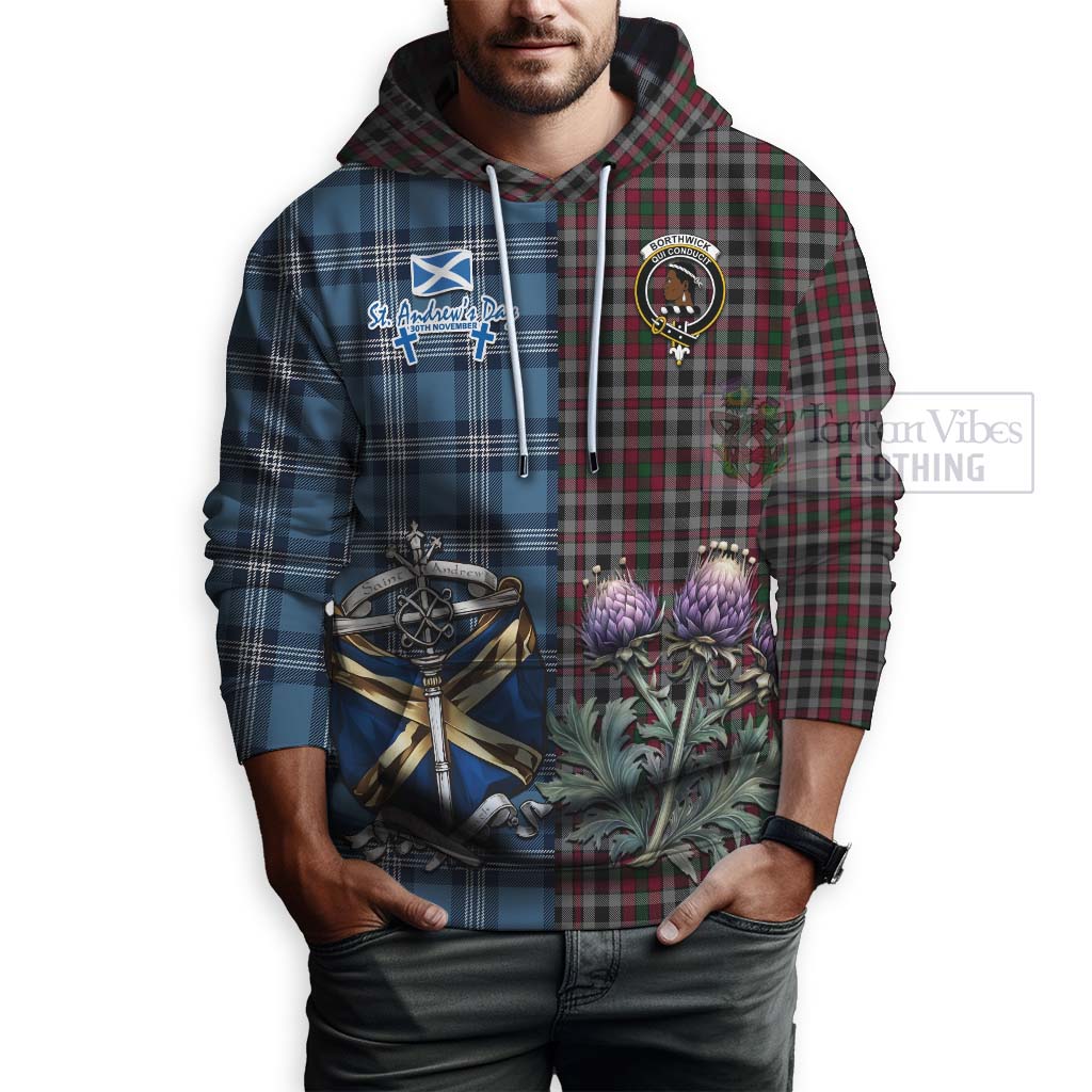 Borthwick Tartan Hoodie Happy St. Andrew's Day Half Tartan Style - Tartan Vibes Clothing