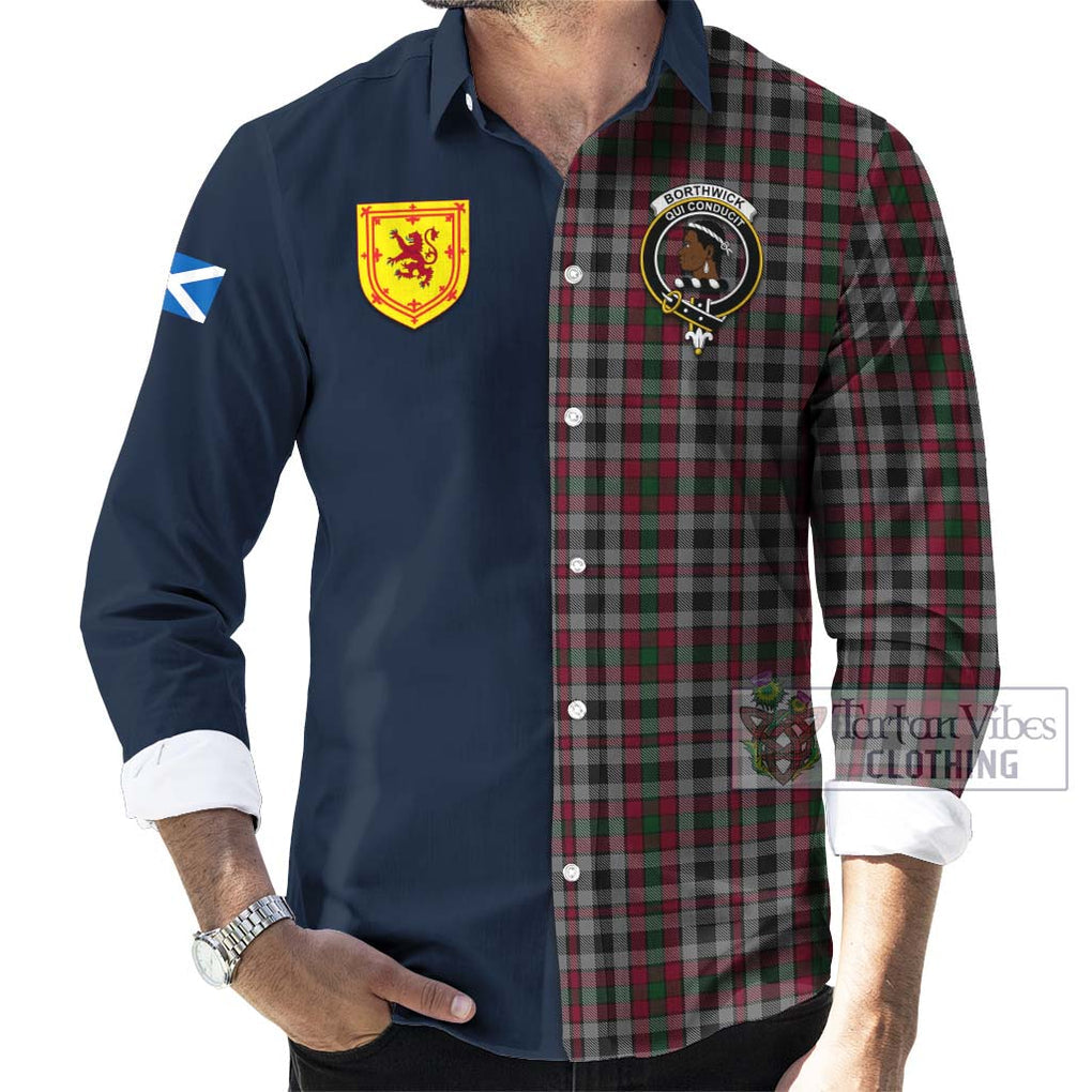 Tartan Vibes Clothing Borthwick Tartan Long Sleeve Button Shirt with Scottish Lion Royal Arm Half Style