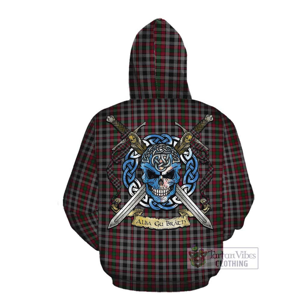 Borthwick Tartan Cotton Hoodie with Family Crest Celtic Skull Style Pullover Hoodie - Tartan Vibes Clothing