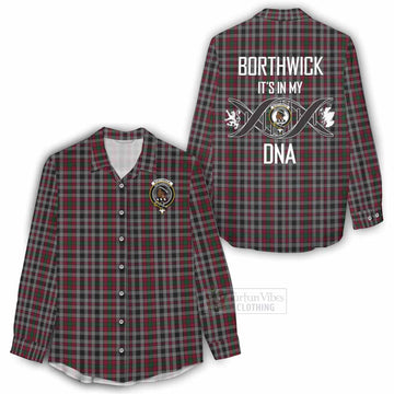 Borthwick Tartan Women's Casual Shirt with Family Crest DNA In Me Style - Tartan Vibes Clothing