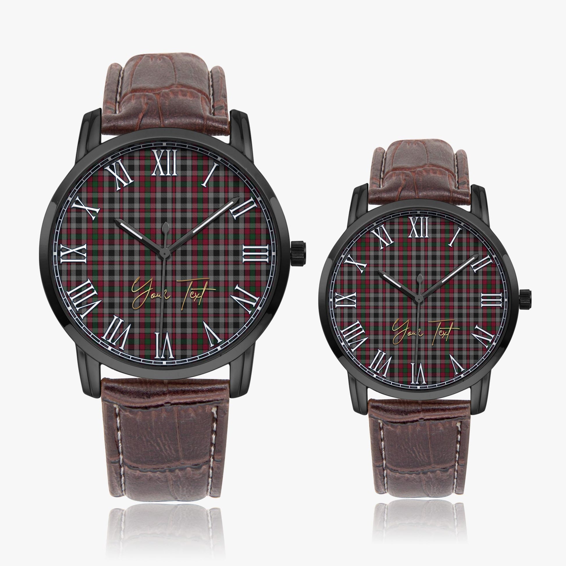 Borthwick Tartan Personalized Your Text Leather Trap Quartz Watch - Tartan Vibes Clothing