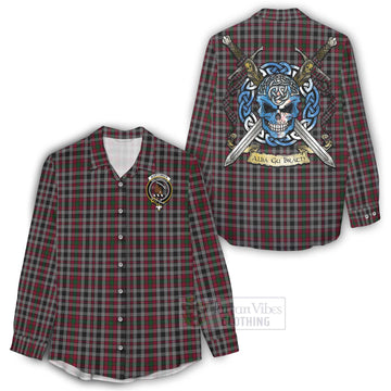 Borthwick Tartan Women's Casual Shirt with Family Crest Celtic Skull Style - Tartan Vibes Clothing
