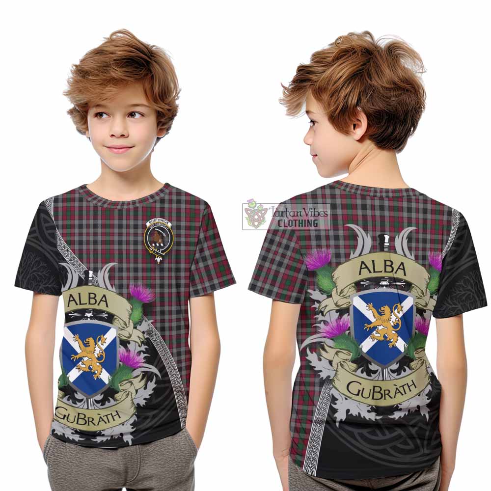 Tartan Vibes Clothing Borthwick Tartan Family Crest Kid T-Shirt Lion Rampant Royal Thistle Shield Celtic Inspired