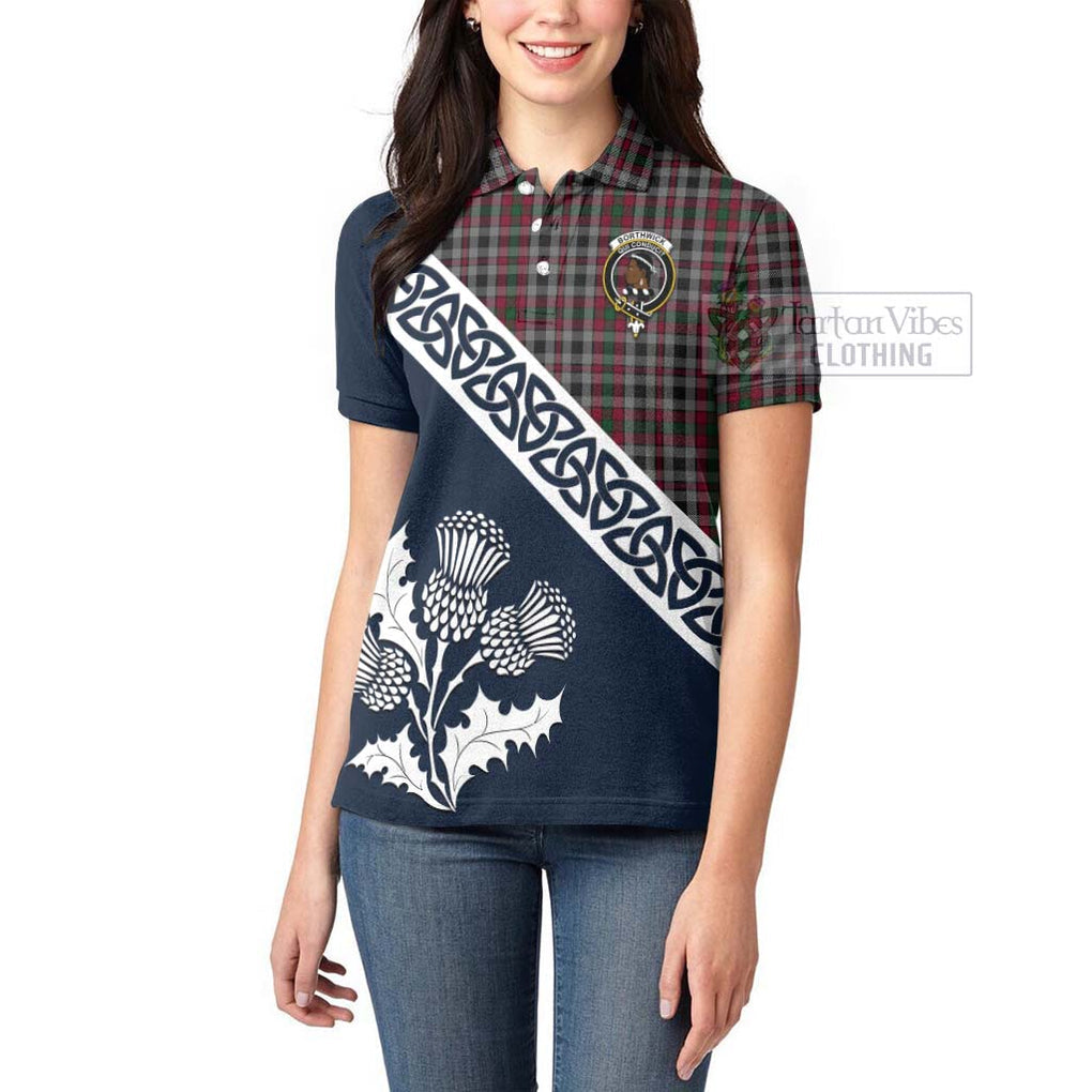 Borthwick Tartan Women's Polo Shirt Featuring Thistle and Scotland Map - Tartanvibesclothing Store