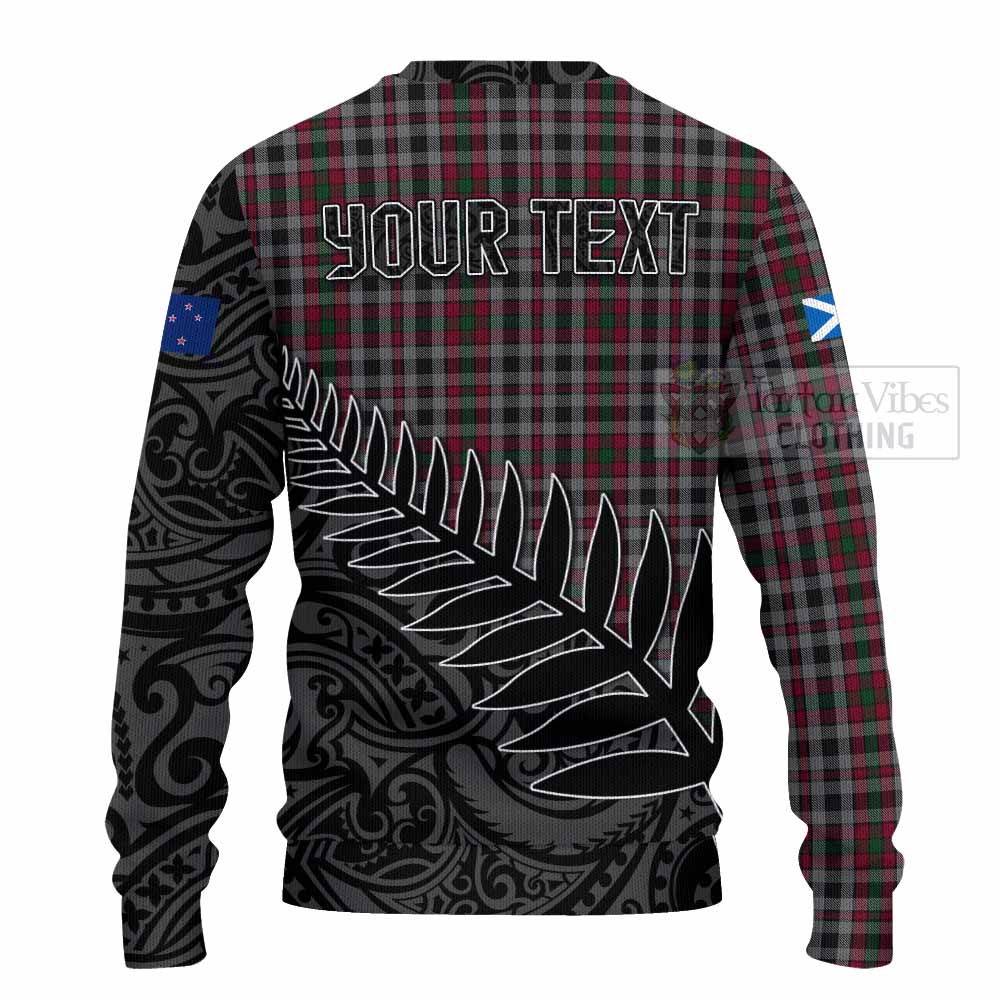 Borthwick Crest Tartan Knitted Sweater with New Zealand Silver Fern Half Style - Tartan Vibes Clothing