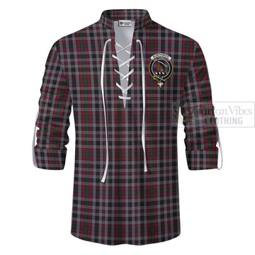 Borthwick Tartan Ghillie Kilt Shirt with Family Crest and Bearded Skull Holding Bottles of Whiskey - Tartan Vibes Clothing