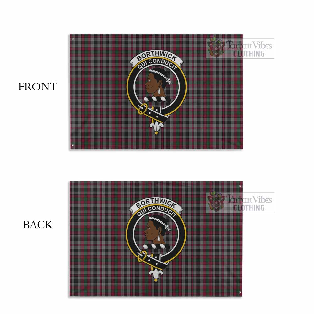 Tartan Vibes Clothing Borthwick Tartan House Flag with Family Crest