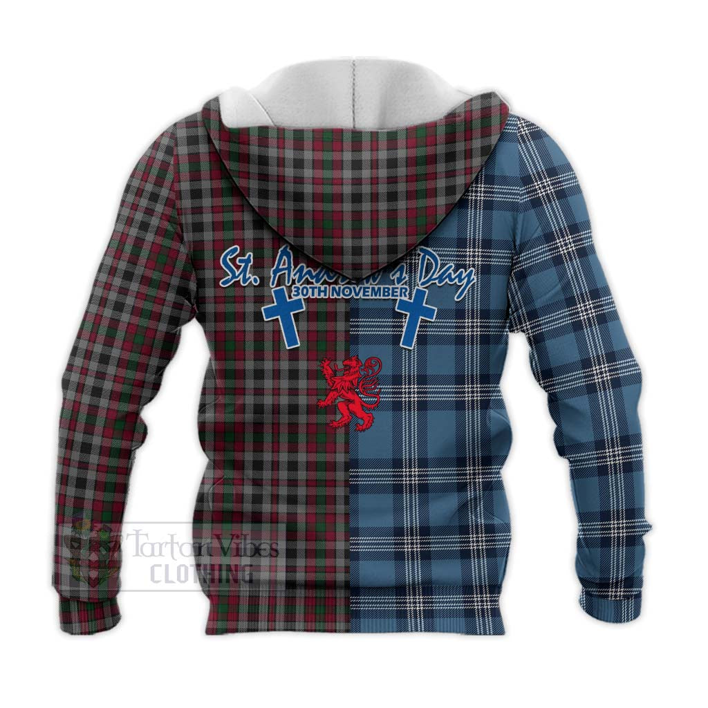 Borthwick Tartan Knitted Hoodie Happy St. Andrew's Day Half Tartan Style - Tartan Vibes Clothing