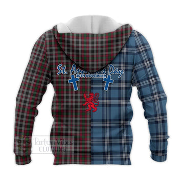 Borthwick Tartan Knitted Hoodie Happy St. Andrew's Day Half Tartan Style - Tartan Vibes Clothing
