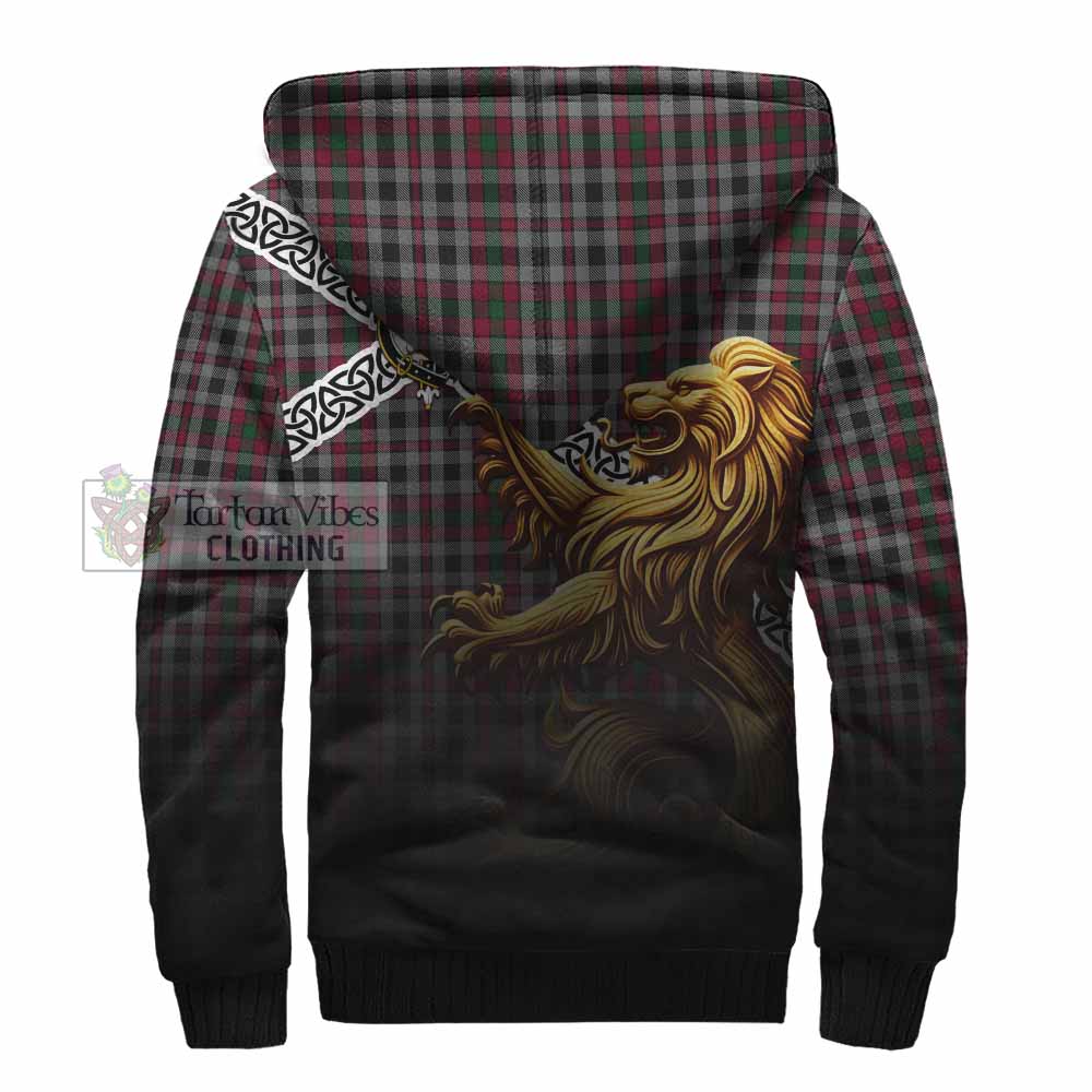 Borthwick Crest Tartan Sherpa Hoodie with Golden Lion Emblem Celtic Style - Tartan Vibes Clothing