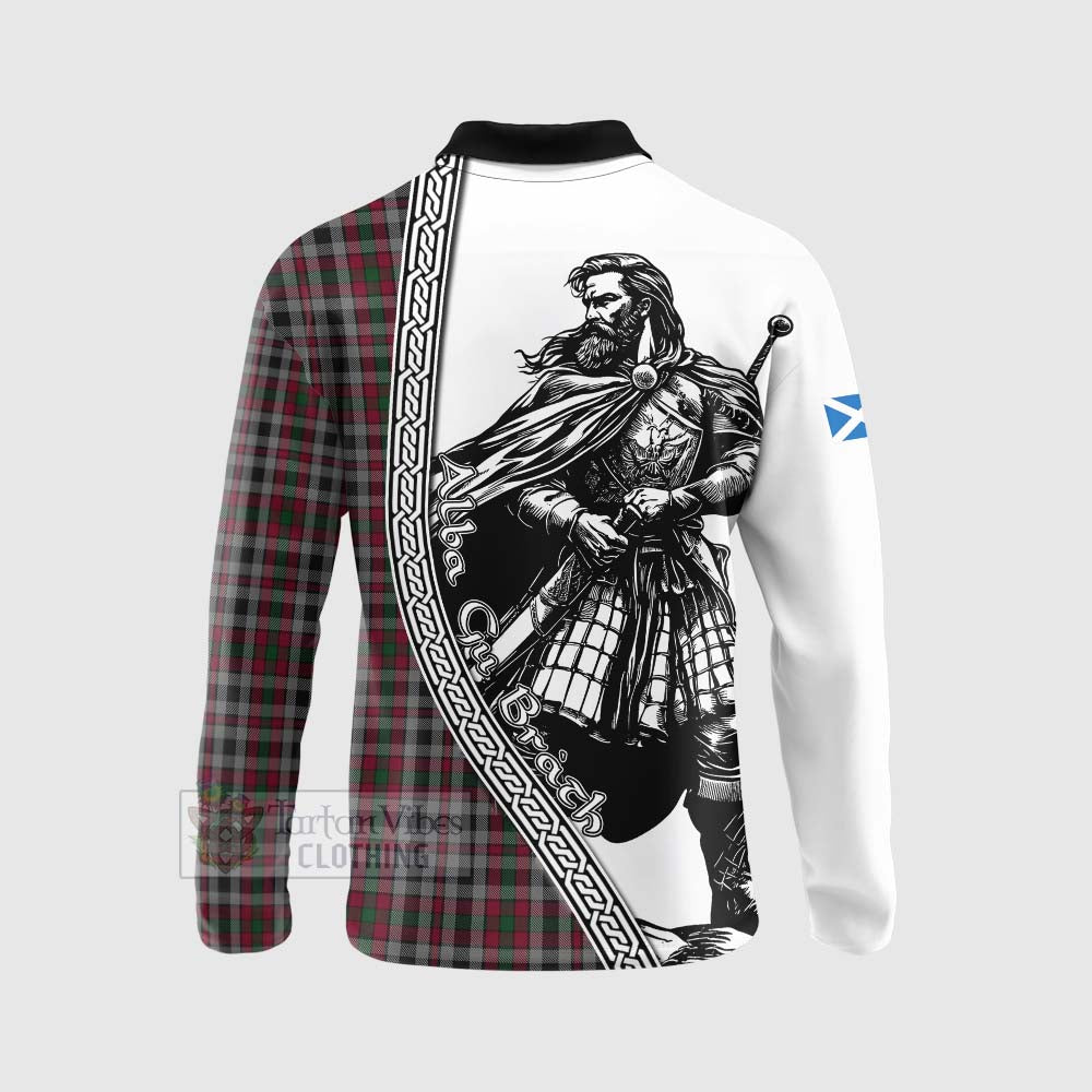 Borthwick Tartan Clan Crest Long Sleeve Polo Shirt with Highlander Warrior Celtic Style - Tartan Vibes Clothing