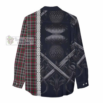 Borthwick Tartan Women's Casual Shirt with Family Crest Cross Sword Thistle Celtic Vibes - Tartan Vibes Clothing