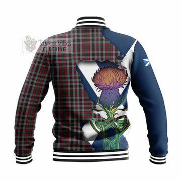 Tartan Vibes Clothing Borthwick Tartan Family Crest Baseball Jacket Scottish Thistle Celtic Inspired