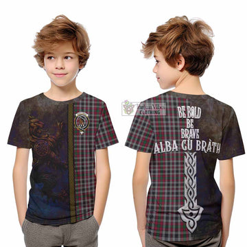 Tartan Vibes Clothing Borthwick Tartan Family Crest Kid T-Shirt Alba Gu Brath Be Brave Lion Ancient Style
