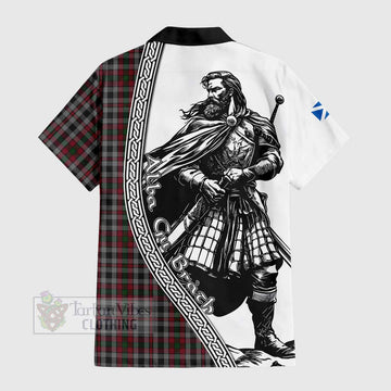 Tartan Vibes Clothing Borthwick Tartan Clan Crest Short Sleeve Button Shirt with Highlander Warrior Celtic Style