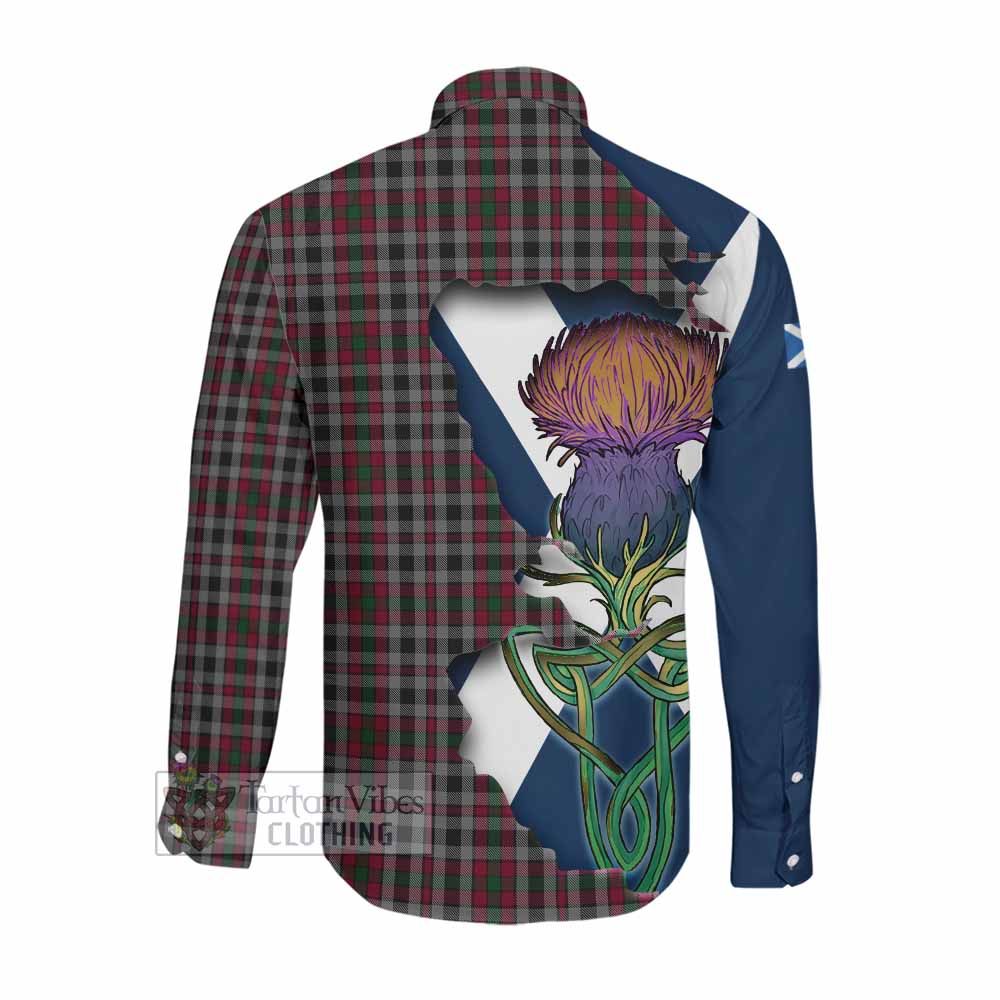 Tartan Vibes Clothing Borthwick Tartan Family Crest Long Sleeve Button Shirt Scottish Thistle Celtic Inspired