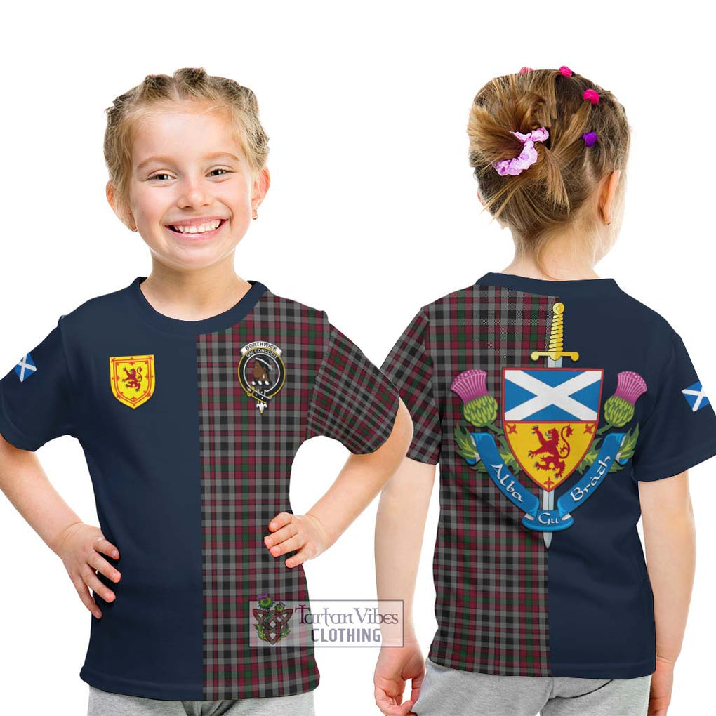 Borthwick Tartan Kid T-Shirt Alba with Scottish Lion Royal Arm Half Style - Tartan Vibes Clothing