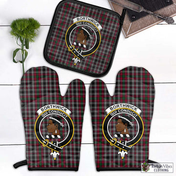 Borthwick Tartan Combo Oven Mitt & Pot-Holder with Family Crest Combo 1 Oven Mitt & 1 Pot-Holder Black - Tartan Vibes Clothing
