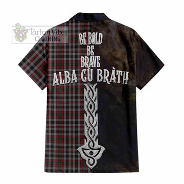 Tartan Vibes Clothing Borthwick Tartan Family Crest Short Sleeve Button Shirt Alba Gu Brath Be Brave Lion Ancient Style