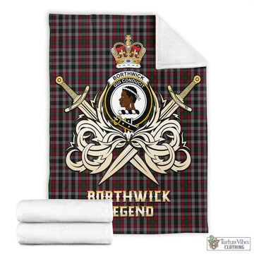 Borthwick Tartan Blanket with Clan Crest and the Golden Sword of Courageous Legacy - Tartan Vibes Clothing