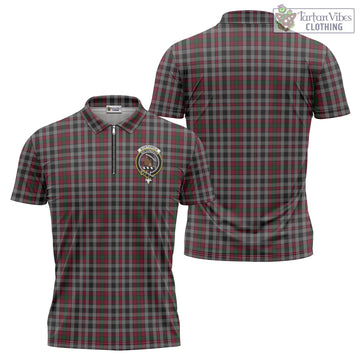 Borthwick Tartan Zipper Polo Shirt with Family Crest - Tartan Vibes Clothing