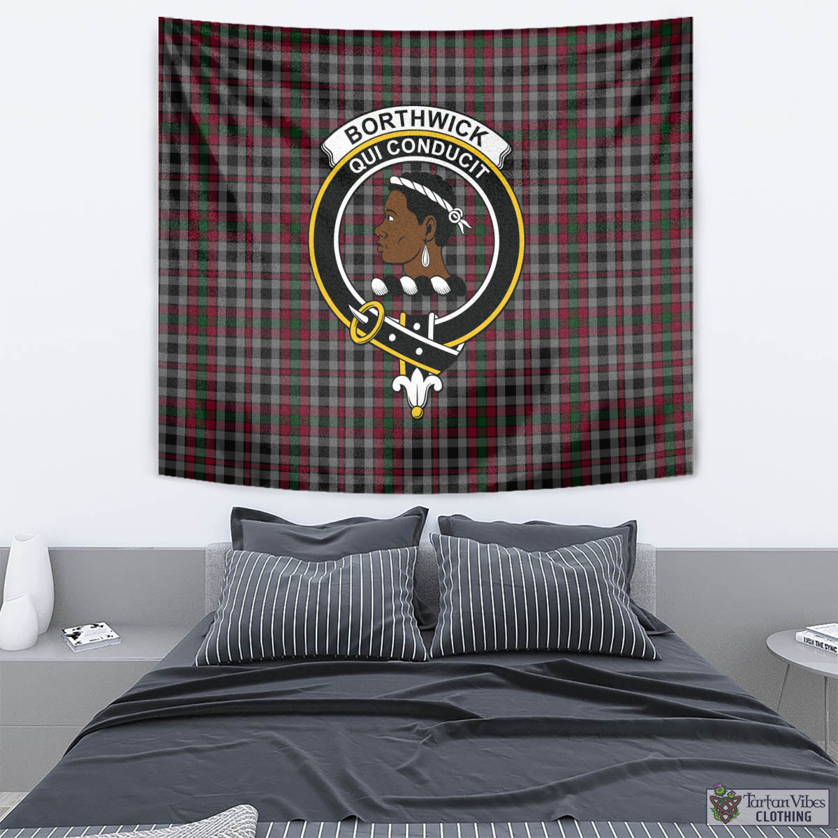 Borthwick Tartan Tapestry Wall Hanging and Home Decor for Room with Family Crest - Tartan Vibes Clothing