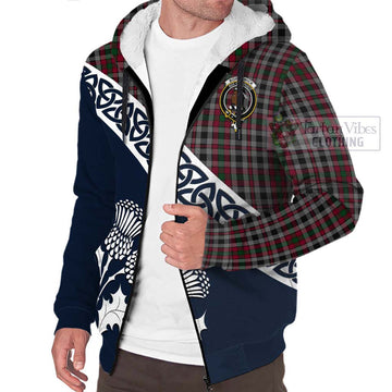 Borthwick Tartan Sherpa Hoodie Featuring Thistle and Scotland Map - Tartan Vibes Clothing