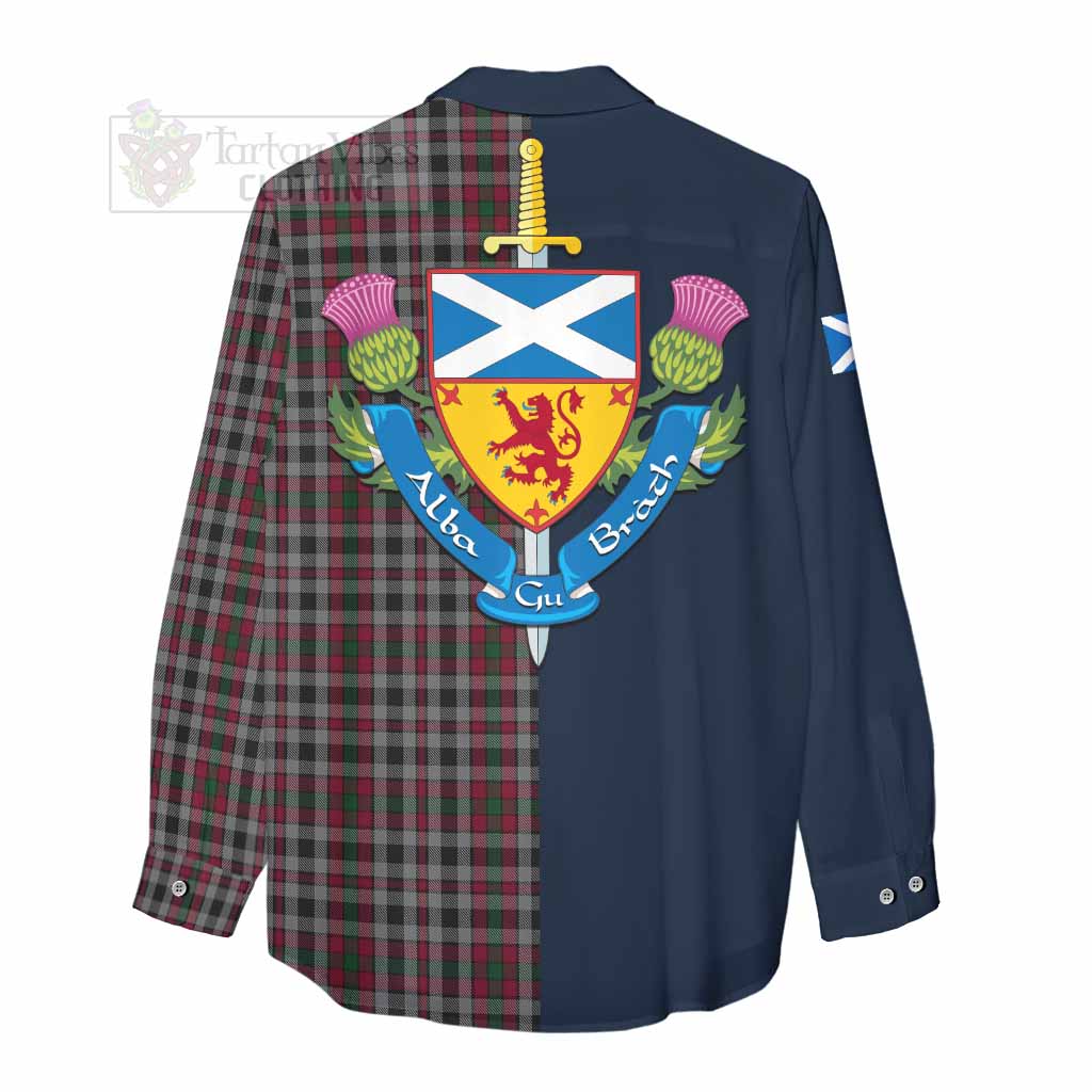 Borthwick Tartan Women's Casual Shirt Alba with Scottish Lion Royal Arm Half Style - Tartan Vibes Clothing