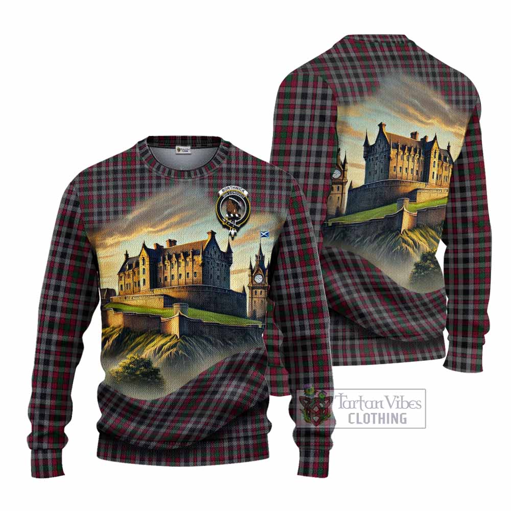 Borthwick Tartan Family Crest Knitted Sweater with Scottish Ancient Castle Style - Tartan Vibes Clothing