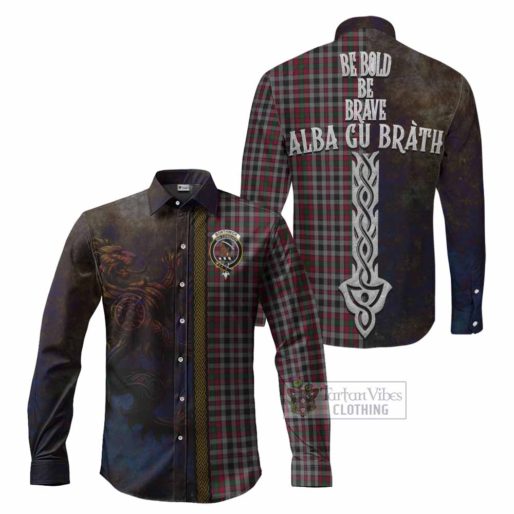 Borthwick Tartan Family Crest Long Sleeve Button Shirt Alba Gu Brath Be Brave Lion Ancient Style - Tartan Vibes Clothing