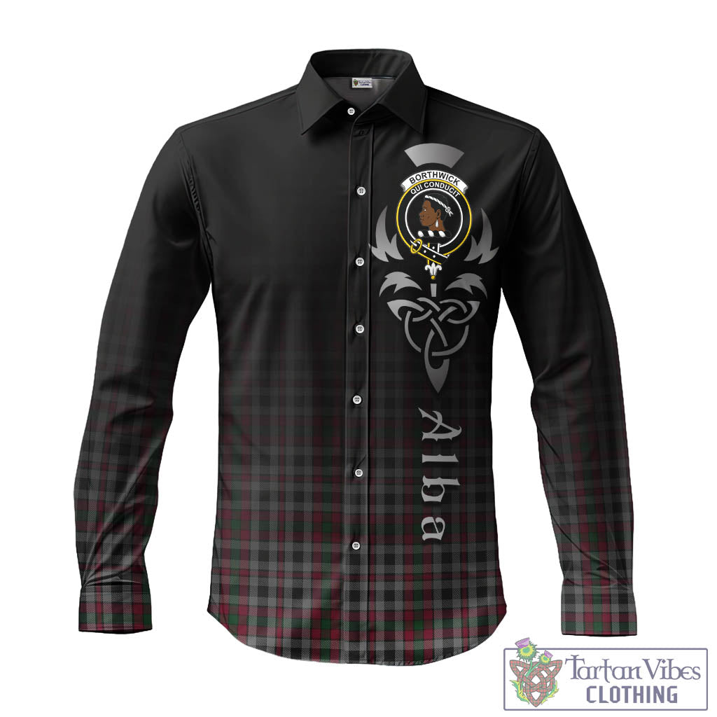 Tartan Vibes Clothing Borthwick Tartan Long Sleeve Button Up Featuring Alba Gu Brath Family Crest Celtic Inspired