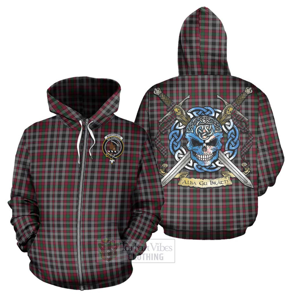 Borthwick Tartan Hoodie with Family Crest Celtic Skull Style - Tartan Vibes Clothing