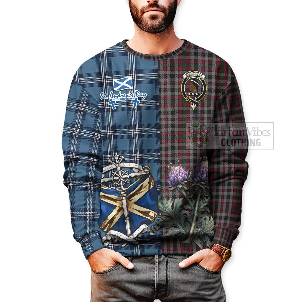 Borthwick Tartan Sweatshirt Happy St. Andrew's Day Half Tartan Style - Tartan Vibes Clothing