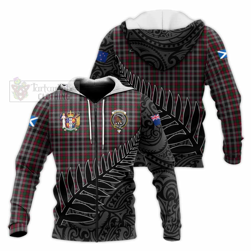 Tartan Vibes Clothing Borthwick Crest Tartan Knitted Hoodie with New Zealand Silver Fern Half Style