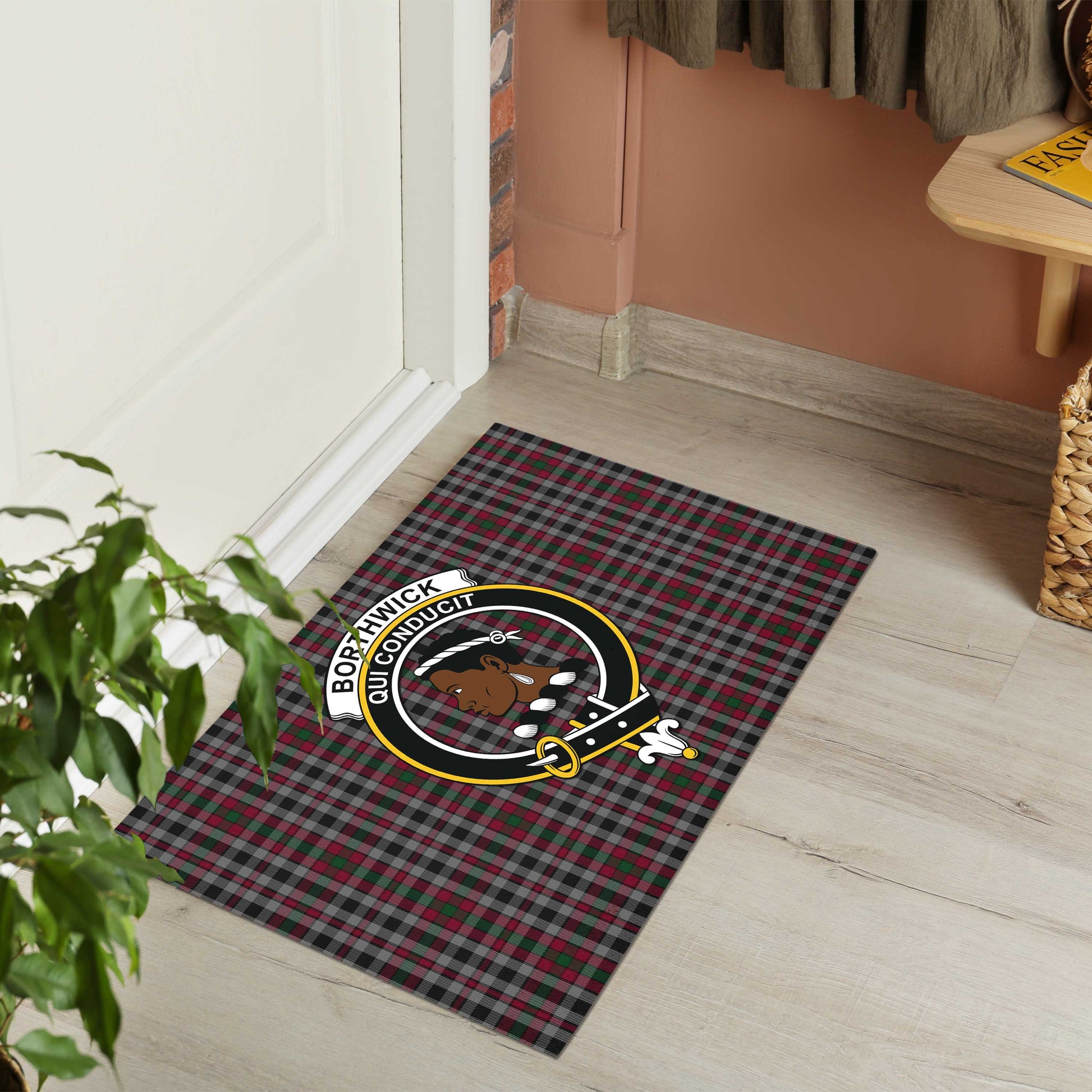 Borthwick Tartan Rubber Doormat with Family Crest - Tartan Vibes Clothing