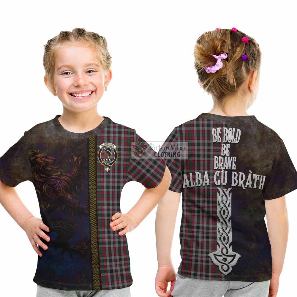 Tartan Vibes Clothing Borthwick Tartan Family Crest Kid T-Shirt Alba Gu Brath Be Brave Lion Ancient Style