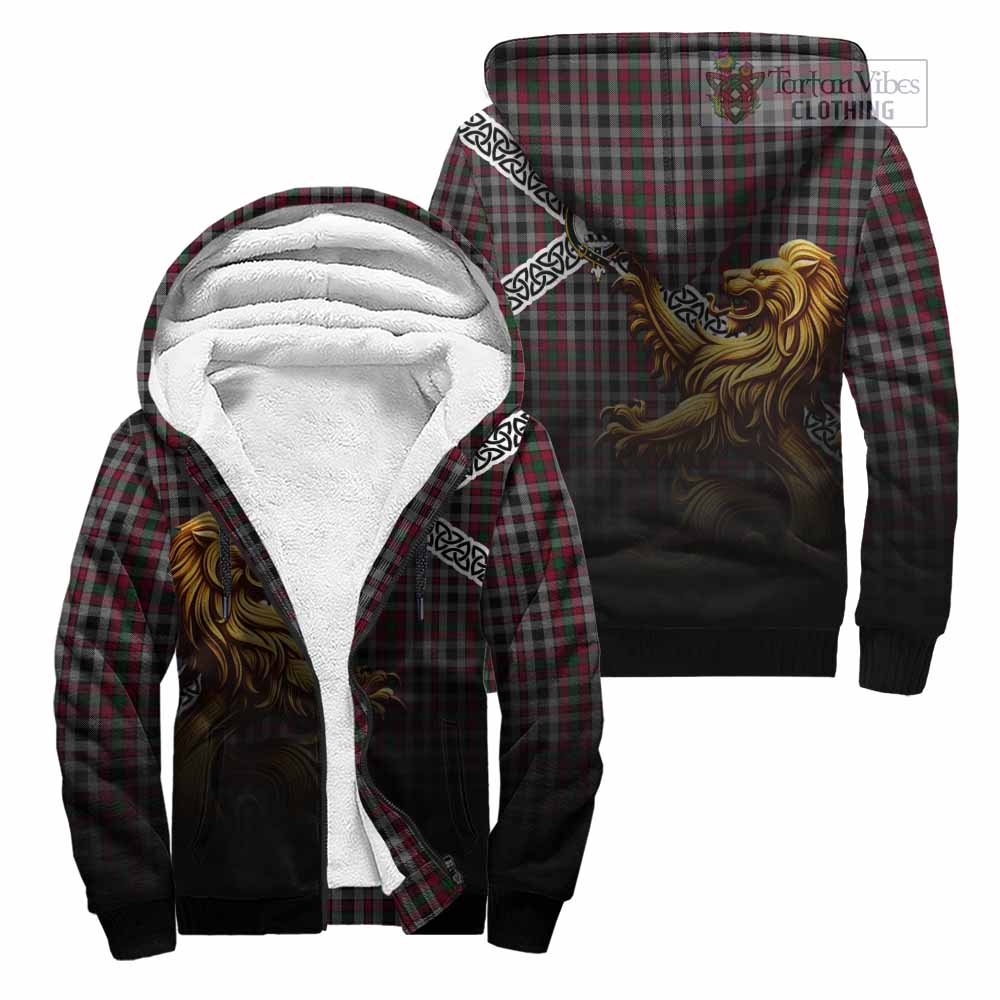 Borthwick Crest Tartan Sherpa Hoodie with Golden Lion Emblem Celtic Style Unisex - Tartan Vibes Clothing