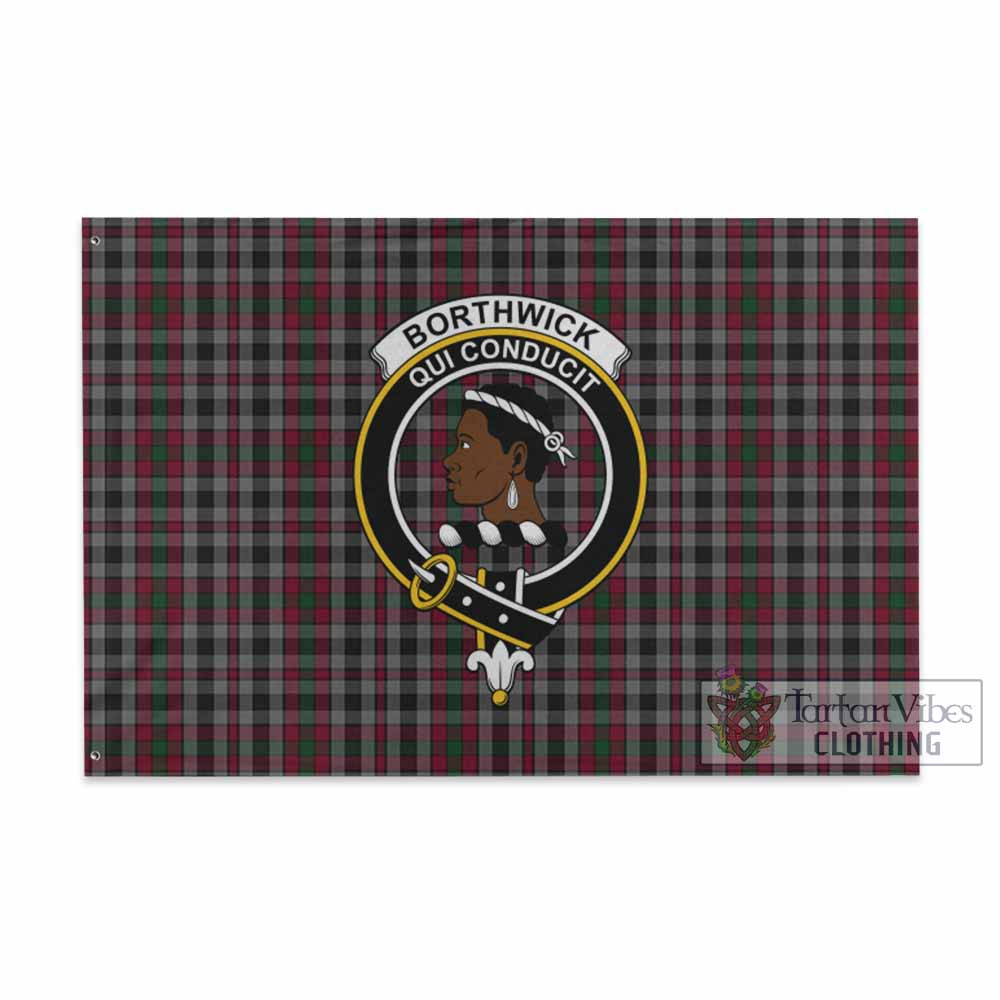 Tartan Vibes Clothing Borthwick Tartan House Flag with Family Crest