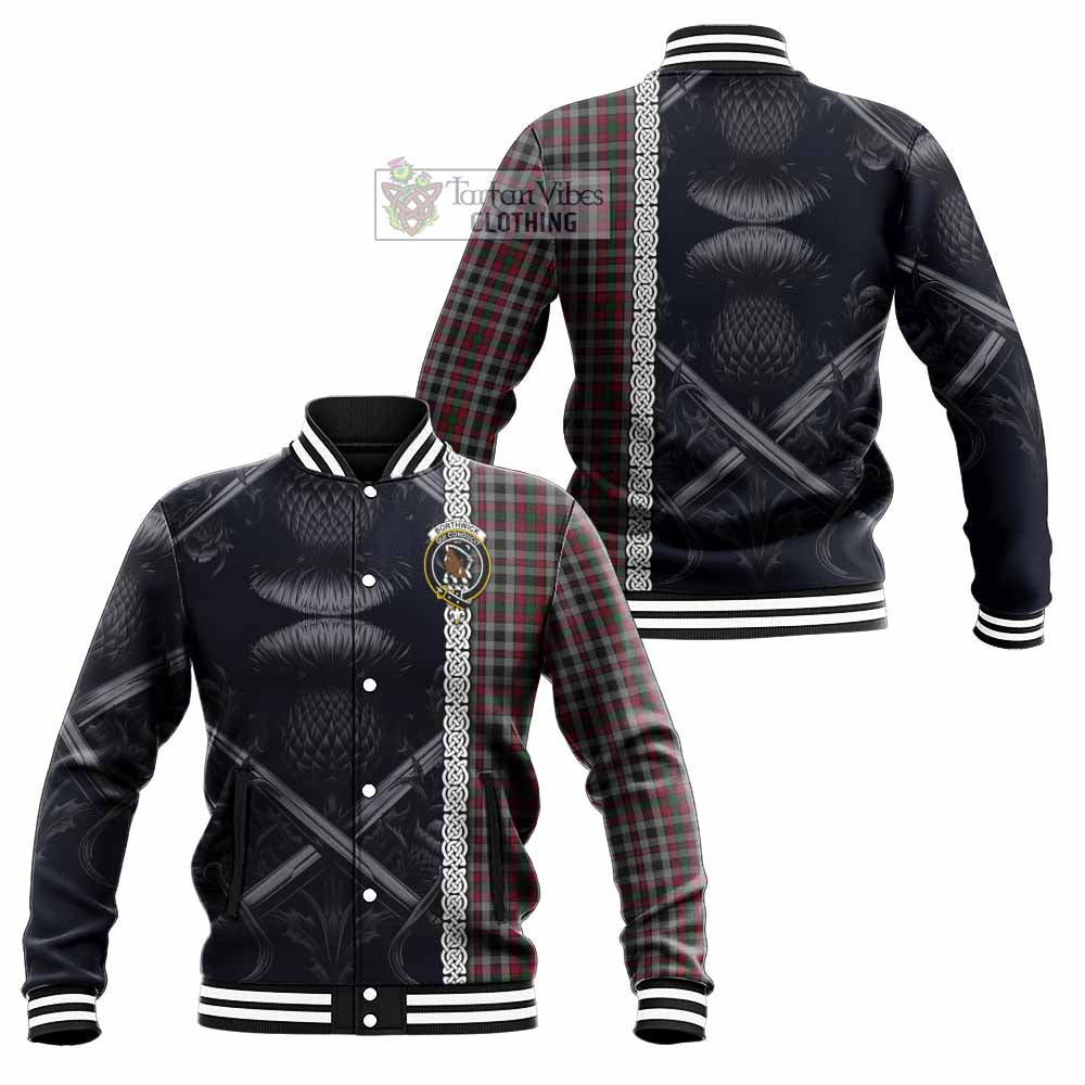 Borthwick Tartan Baseball Jacket with Family Crest Cross Sword Thistle Celtic Vibes - Tartan Vibes Clothing